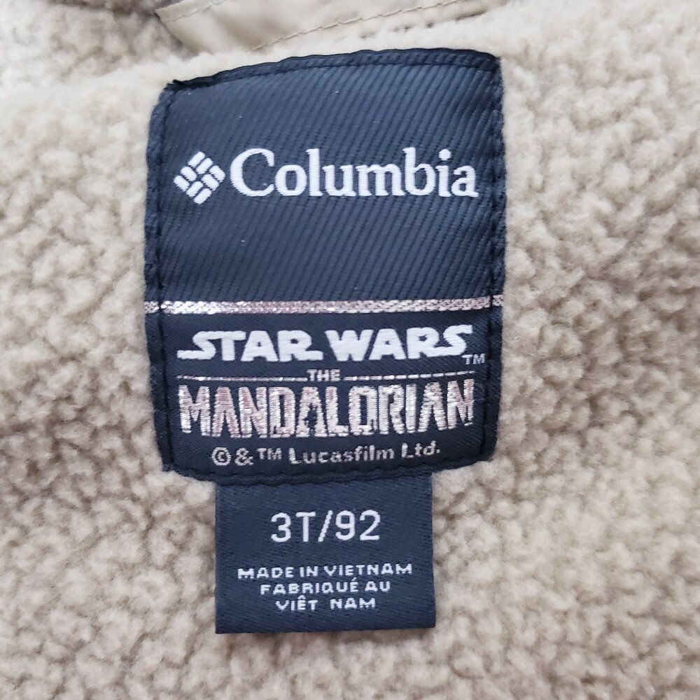 Columbia Stars Wars Mandalorian Toddler Coat Size 3T Omni Heat Baby Yoda Brown - Picture 8 of 14